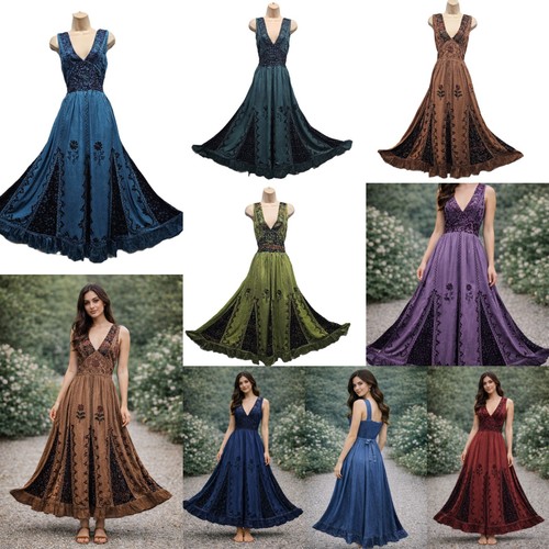 Maxi abito donna boho - , ricamato