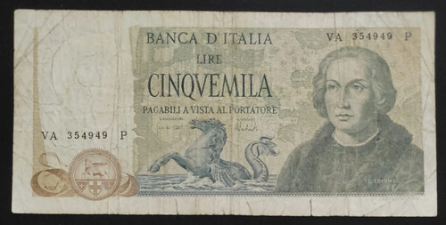 5000 lire colombo - colombo, tipo