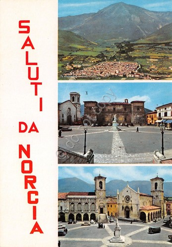 Cartolina norcia vedute - norcia, 3