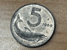 1969 Italy 5 Lire Dolphin