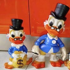 Coppia Pupazzi Gomma zio Paperone Sacco Dollari Bastone Ledra Ledraplastic