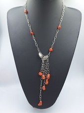 collana donna vero corallo rosso di Sardegna naturale e argento 925 Oro Bianco 