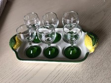 Servizio Limoncello Vassoietto E 6 Bicchierini in Vetro