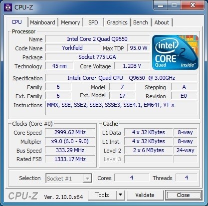 Intel core quad q9650 3 - core, (3,00
