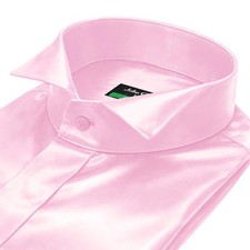 Camicia uomo raso rosa lucido