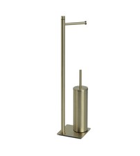 PIANTANA PORTAROTOLO E SCOPINO WC GEDY "TRILLY" IN ACCIAIO INOX ORO SPAZZOLATO