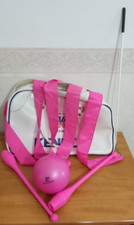NASTRO + ASTA + BIRILLI GINNASTICA RITMICA ARTISTICA DANZA RASO COLORI ROSA