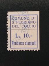 Marca Comune SAN FLORIANO DEL COLLIO Gorizia Lire 10 Rimborso stampati