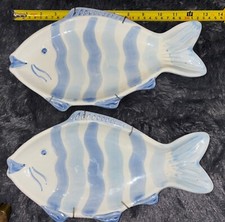 Set di ceramiche vintage Bassano ABC? Made In Italy. Dipinto a mano. Decorazione da parete pesce