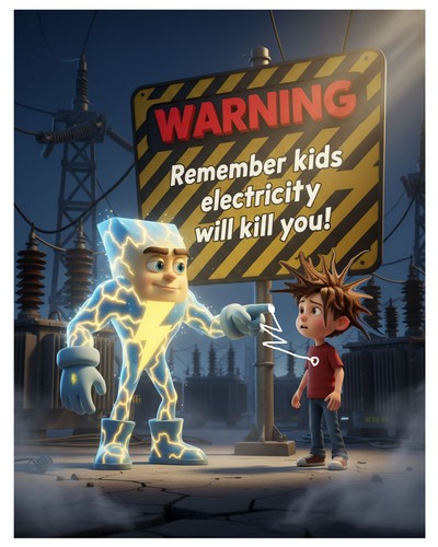 Kids warning electricity will - kids,