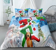Set Copripiumino Natalizio Grinch Singolo King Matrimoniale Super King Size Letto