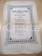 1863 PADOVA Sonetto per Luigi MosÃ¨ VANZO Laurea in filosofia *Manifesto
