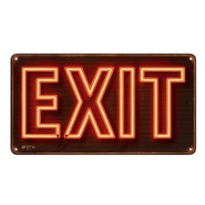 Insegna Luminosa EXIT Neon Targa in Latta | 20x30cm | Targa Decorativa Targa in Metallo