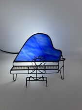 Lampada Vetro Pianista Pianoforte Stile Tiffany Azzurro Blu Artigianale Musica 