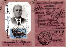 Olimpiadi di Roma Lire 150 su tessera di riconoscimento postale