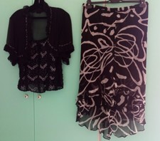 abito cerimonia tre pezzi gonna corpetto giacca nero elegante