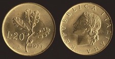 20 LIRE 1973 RAMO DI QUERCIA ITALIA FDC FIOR DI CONIO