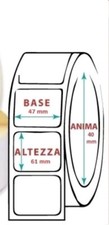 10 ROTOLI ETICHETTE TERMICHE ADESIVE 47X61MM DA 1000 ETICHETTE FORO 40