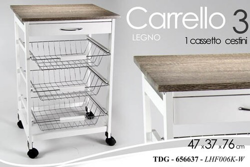 Carrello cucina legno ceste - carrello,