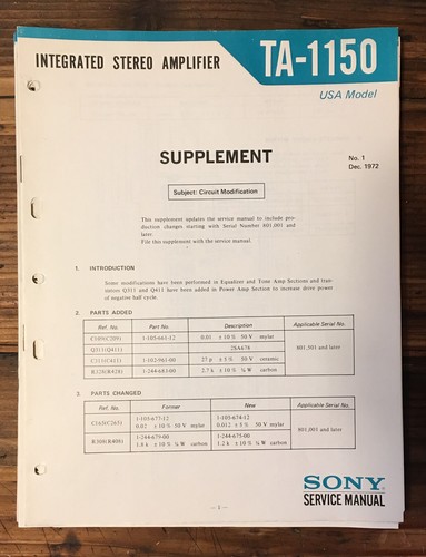 Sony 1150 amplificatore - sony, ta-1150
