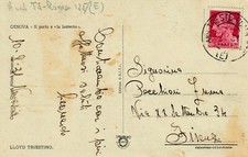 7202-AMBULANTE TRIESTE-ROMA 135 (E), CARTOLINA GENOVA PER FIRENZE,LLOYD TR.,1931