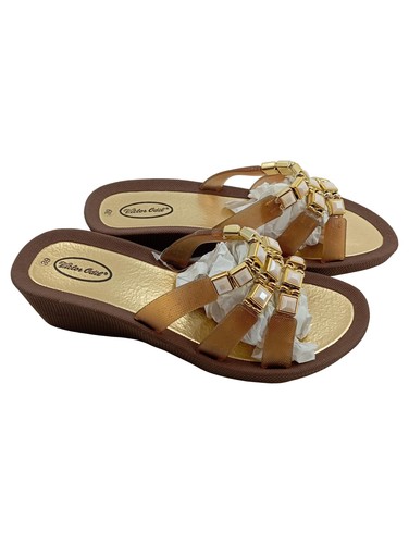Sandali donna oro zeppa strass - sandali,