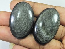 Pietra ovale ossidiana argento
