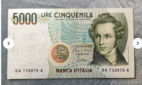 Banconota 5000 lire bellini - lire,