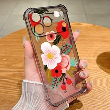 Custodia motivo floreale per iPhone 17 Pro Max 16 15 14 13 12 trasparente back case cover