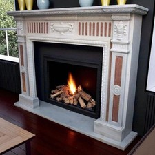 Camino in marmo bianco e rosso caminetto pietra cm 160 arredo stile classico