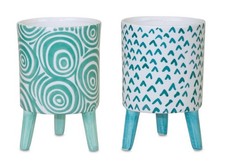 Vaso con motivo blu con gambe