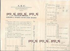 ABC BELLOFATTO MILANO RADIOTELEFONICHE RADIO CATALOGO LISTINO ANNI 1930