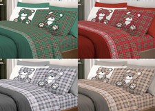 Completo Lenzuola Linea Pensieri Delicati 100% Cotone Disegno Orsetto Tartan