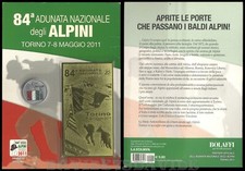 BLISTER BOLAFFI - 84° ADUNATA ALPINI TORINO 2011  MEDAGLIA E TARGA LAMINA DORATA