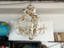 Lampadario CHELINI 1103 in Legno Massello bianco, decapè, (collezione Firenze)  