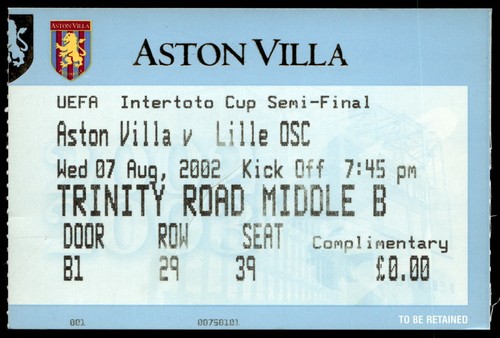Biglietto 2002 aston - aston, vs