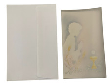 10 BIGLIETTI AUGURI PARTECIPAZIONE COMUNIONE CRESIMA CARTA TRASLUCIDA CM 16,5