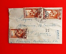 1952 espr. da trieste a verona con 3 bolli it. al lavoro 25 lire sovr. amg-ftt
