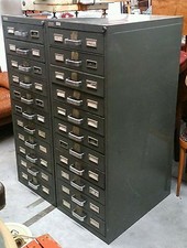 2 CASSETTIERE X TIPOGRAFIA OREFICERA GIOIELLERIA OROLOGERIA ANNI 50 PAS SARONNO