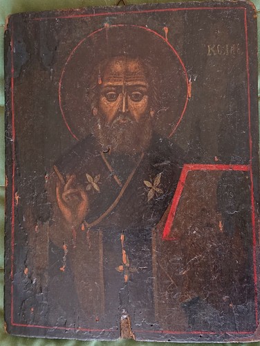 Icona antica con san nicola - con,