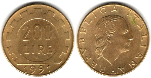 Italia 200 lire 1991 - italia,