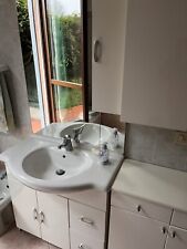 Arredamento bagno 5 Pezzi Bianco laccato lavabo ceramica top marmo specchio