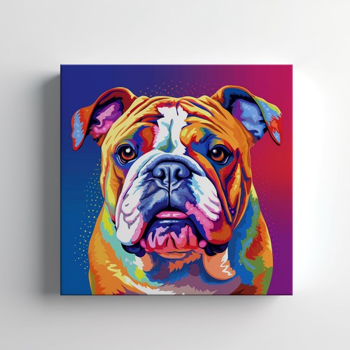 Colourful english bulldog dog - colourful,