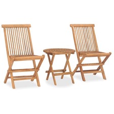 Set Pranzo Legno Teak 3 Pezzi Tavolo Esterno Pieghevole Massello 50cm e Sedie 46x62x90cm