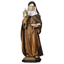 STATUA DI SANTA CHIARA D'ASSISI SCOLPITA IN LEGNO DELLA VALGARDENA VARIE MISURE