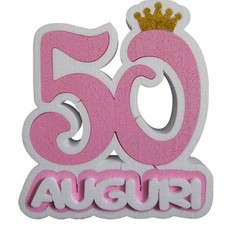Numero 50 in Polistirolo con Scritta "Auguri" e Coroncina – Centrotavola 50 Anni