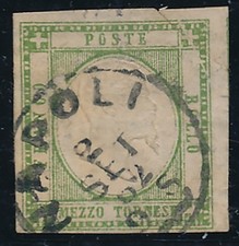 FRANCOBOLLI - 1861 PROVINCE NAPOLETANE MEZZO TORNESE PIEGA IN ALTO  DX  F/5216