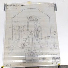 Disegno tecnico originale di auto Isotta Fraschini motore FMC 2° tipo, 1912