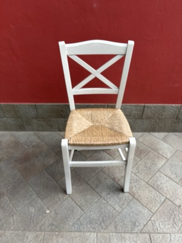 Sedia bianca legno vintage con - bianca,