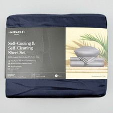 Set lenzuola REGINA autopulente autopulente Miracle Made raso di lusso BLU NAVY